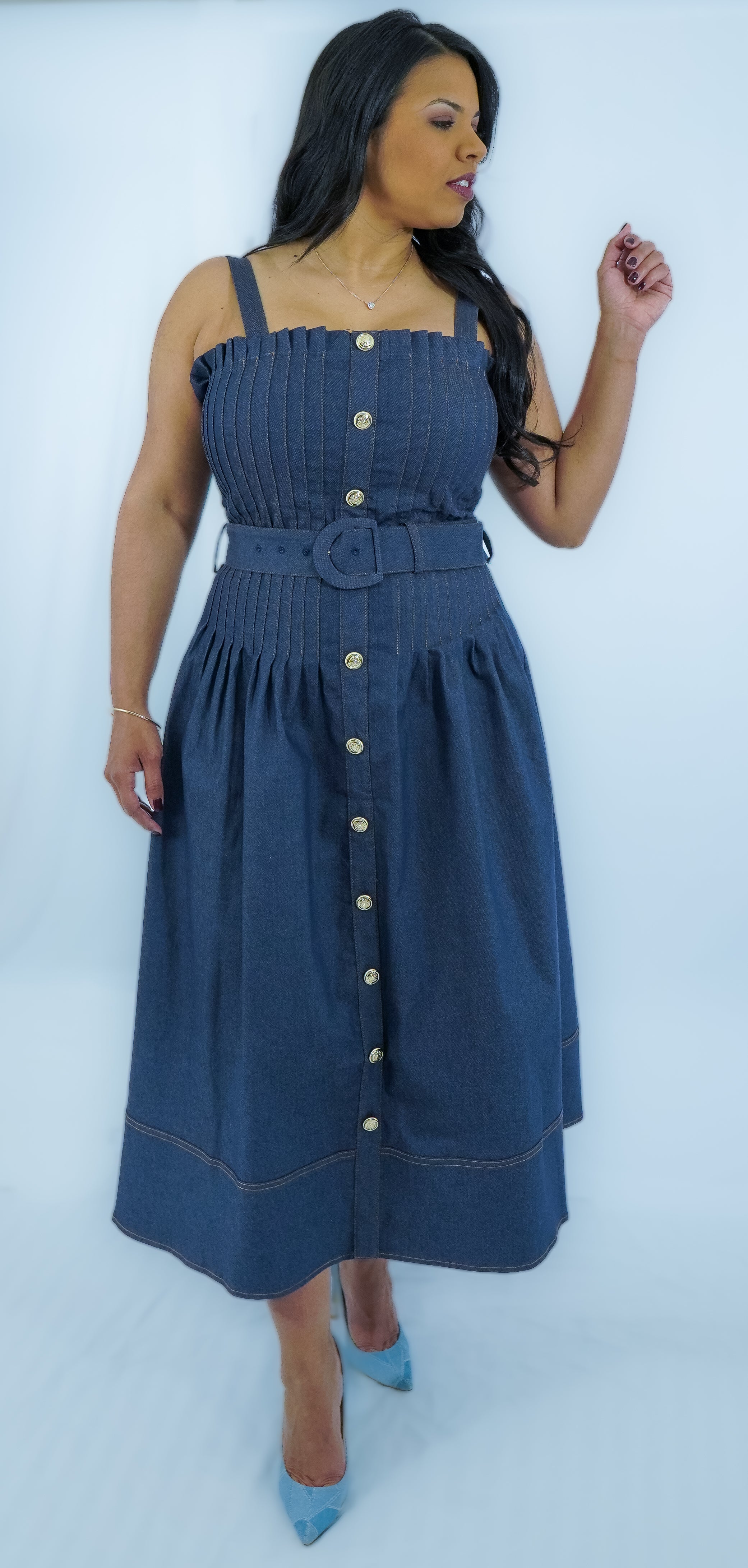 Luxe Look Midi Dress-Denim
