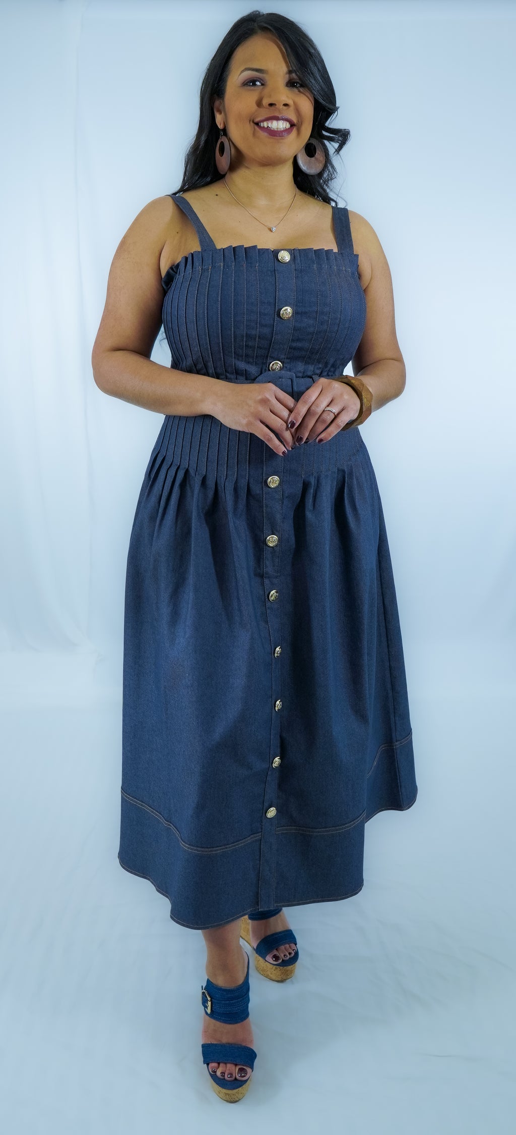 Luxe Look Midi Dress-Denim