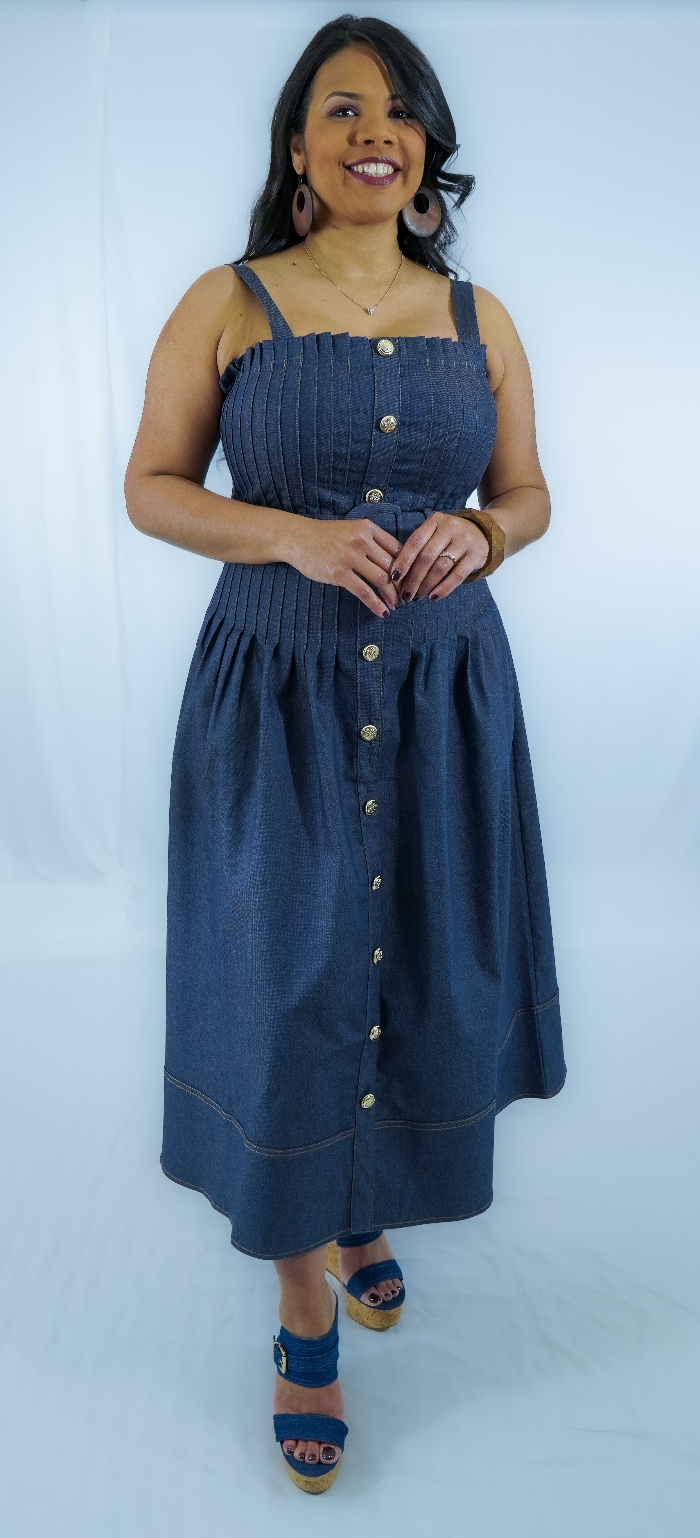 Luxe Look Midi Dress-Denim
