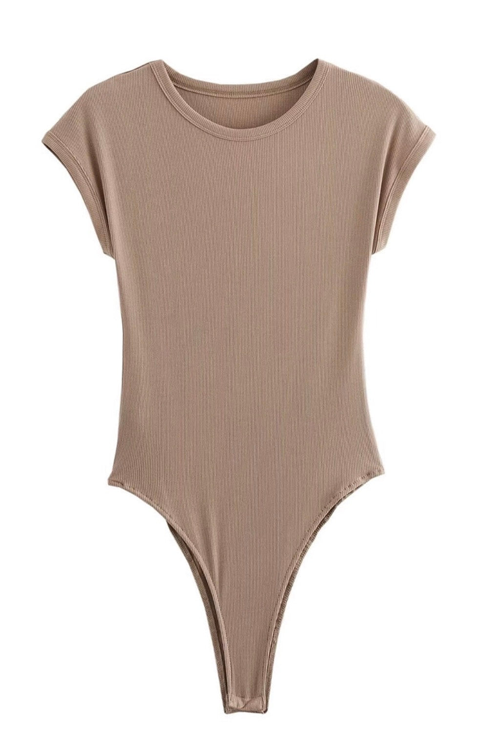 Striped Sleeveless Bodycon Bodysuit / Kahki