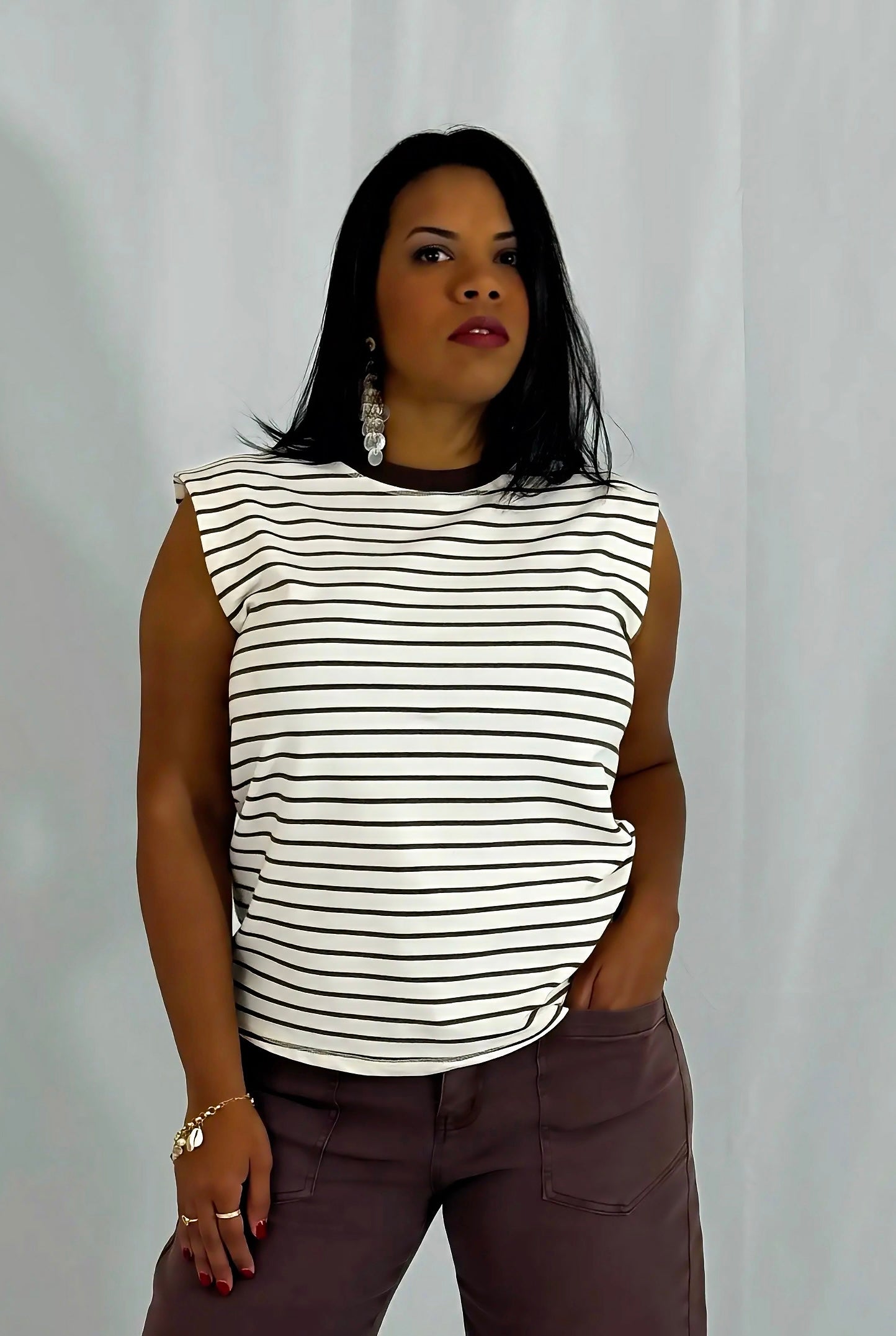 Brown Stripe / Loose Tank Top